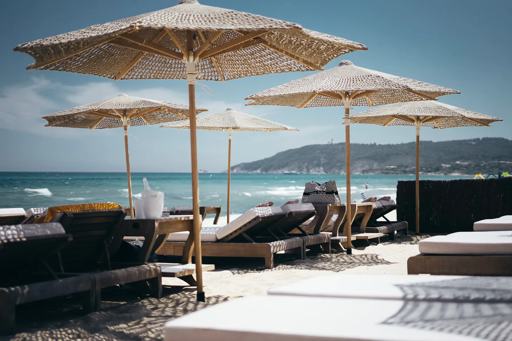 Beach club parasols in Saint-Tropez